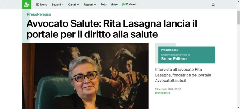 rassegna stampa ANSA,it press release AvvocatoSalute,it