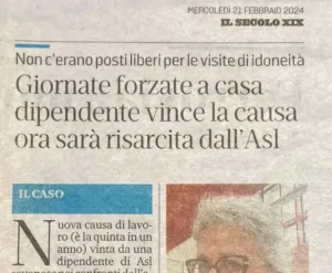 Secolo XIX rassegna stampa dicono di noi avvocato salute causa vinta tribunale savona ASL2
