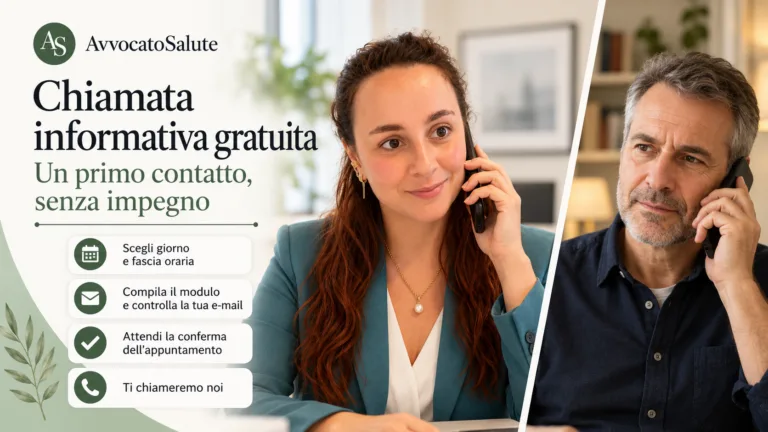 chiamata informativa gratuita primo contatto senza impegno prenota consulenza gratuita tutela legale staff avvocato salute