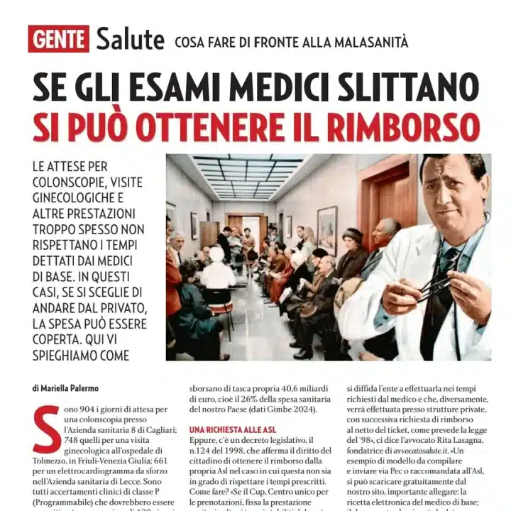 Esami medici e visite: tempi di attesa, rimborso e cosa fare in caso di malasanità, rivista Gente