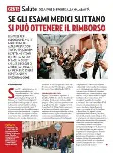 rivista Gente Giovedì 18 settembre rubrica salute malasanita esami medici slittano ottenere rimborso articolo di Mariella Palermo