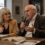Avvocato Rita Lasagna e Vittorio Agnoletto alla presentazione del libro Industria e diritto alla salute a Savona nel 2026